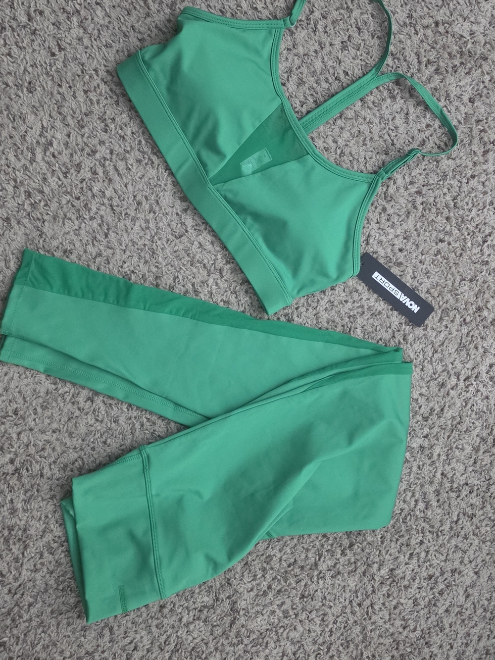 Green Active High-Waist Leggings & Sports Bra Set